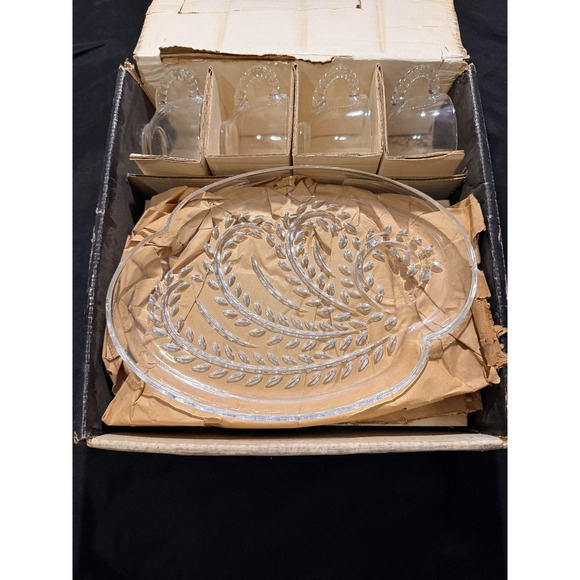federal glass Other - Vintage Federal Glass Homestead Snack Set 8pc Wheat Pattern Clear Plates Cups